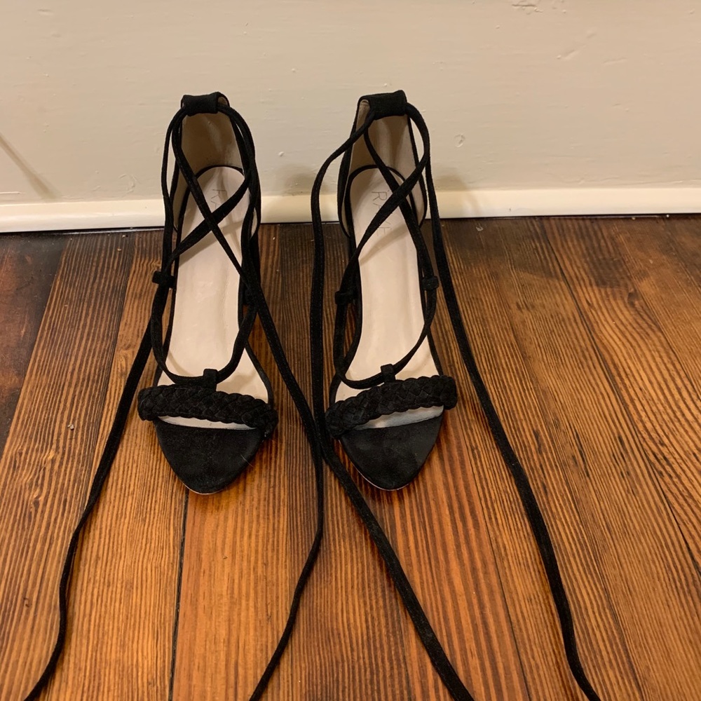 Black suede lace up Raye heels